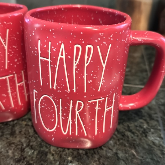 NWOT Set of Rae Dunn “Hsppy Fourth” 4th of July Coffee Mugs - Picture 6 of 6